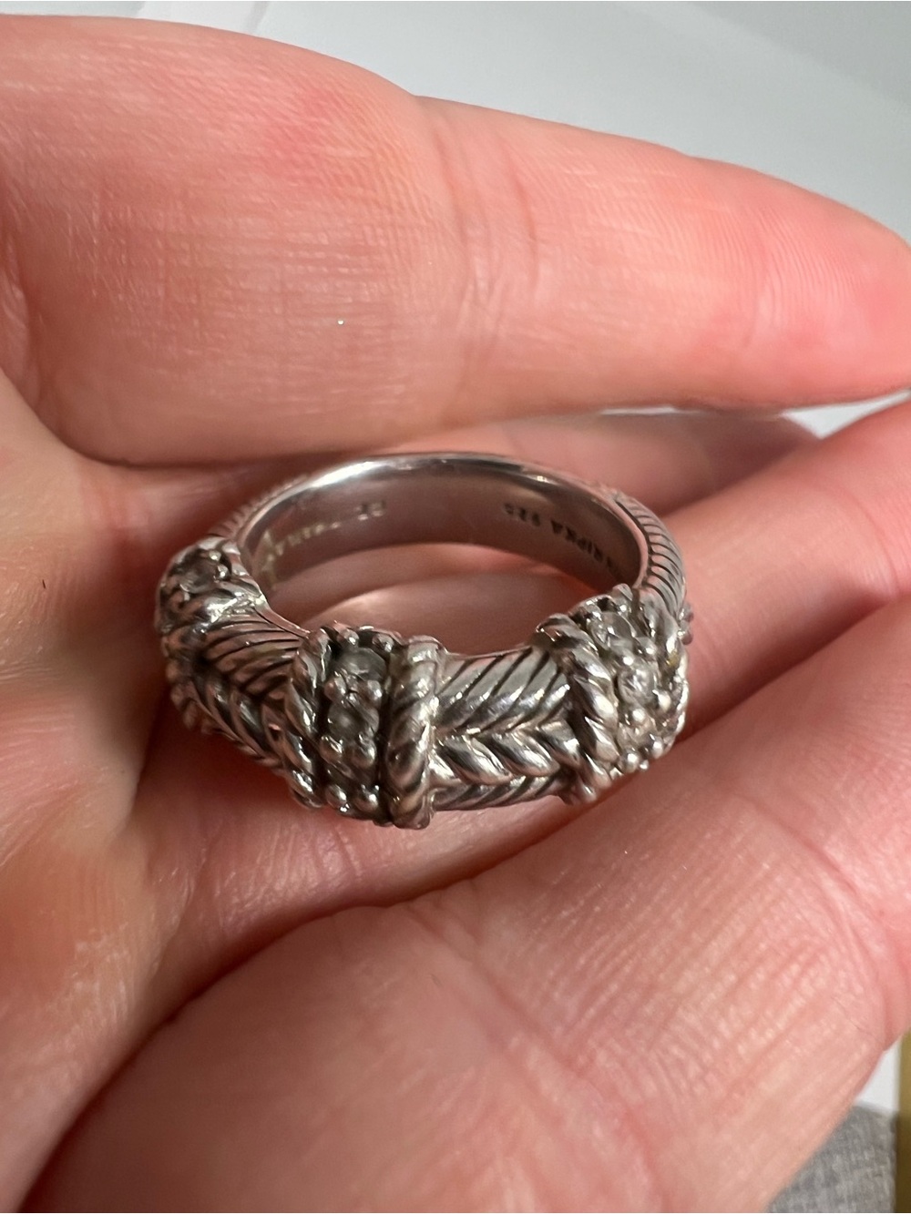 Judith Ripka Silver Braided Floral Band Ring - Picture 13 of 15